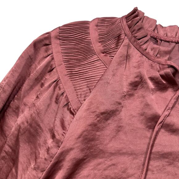 Philosophy Republic Clothing Pink Solid Ruffle Long‎ Sleeves Blouse Poly M (275) - Picture 7 of 10